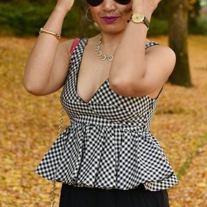 Zara tailored gingham peplum crop top 1757